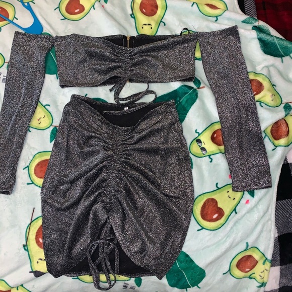 2piece off shoulder drawstring bodycon outfit - Picture 3 of 7